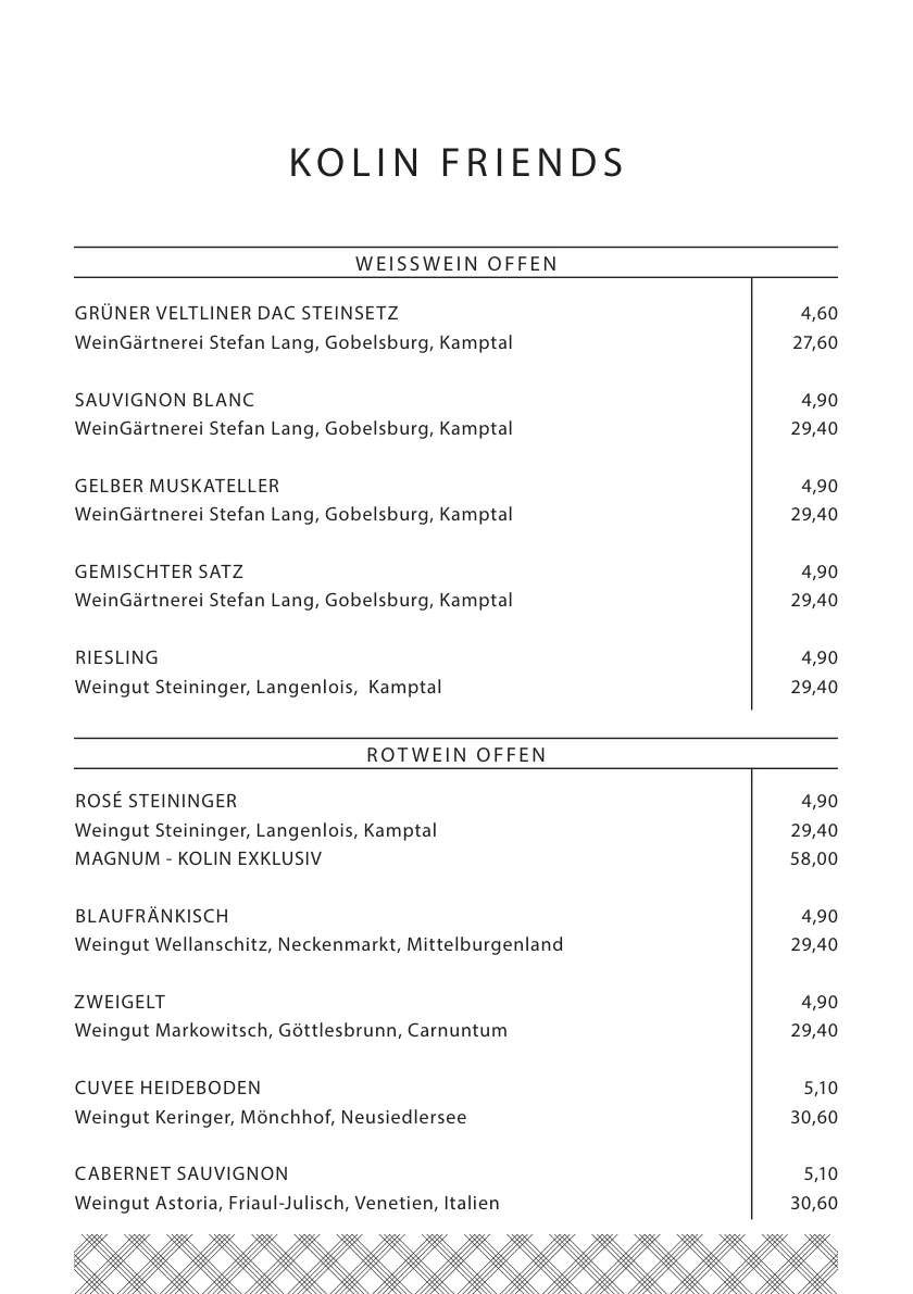 Getränkekarte